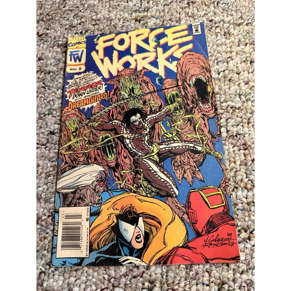 FORCE WORKS # 9 VF+ NEWSSTAND COPY MARVEL COMICS 1994 SCARLET WITCH IRON MAN